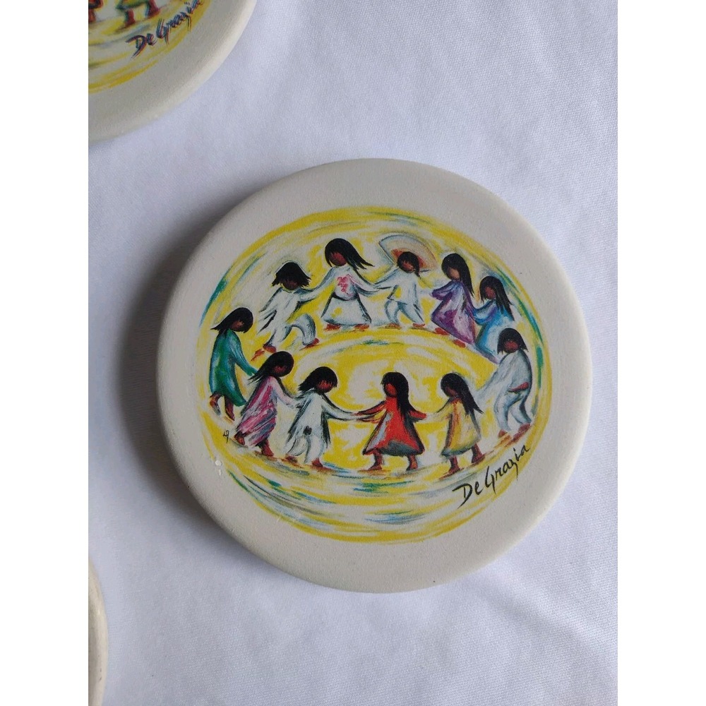Ted De Grazia Los Ninos Sandstone Coasters Set of 5 Mexico Theme Hispanic - Picture 5 of 7